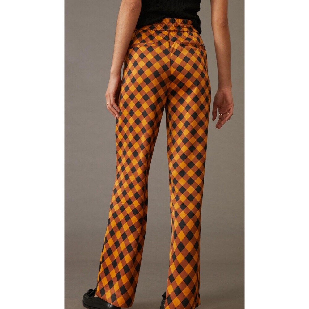 Free People Scotch & Soda Gold Black Geometric Wide Leg Boho Trouser Pants Sz XL - Picture 4 of 16